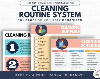 The Complete Cleaning Routine System For Your Household Cleaning Checklists | DIY Cleaning Planner | Printable | By Life's Lists