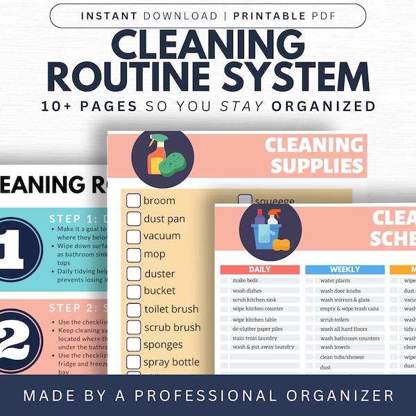 The Complete Cleaning Routine System For Your Household Cleaning Checklists | DIY Cleaning Planner | Printable | By Life's Lists