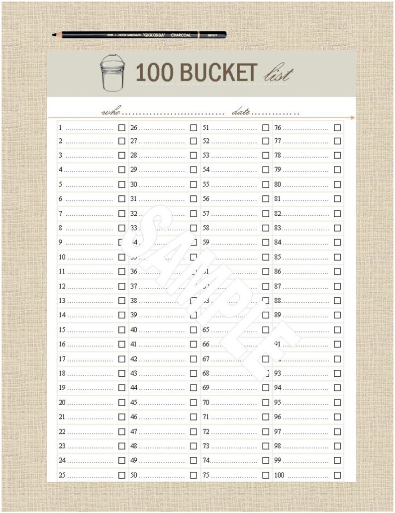 Lifes Lists Printable 100 Bucket Record image relating to Printable Lists identified as Lifes Lists Printable 100 Bucket Checklist