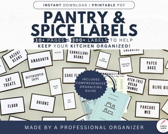 Spice and Pantry Aesthetic Labels | Kitchen Organizing Bundle | Recipe Tracker | Meal Planning | Printable Planner Pack | Instant Download