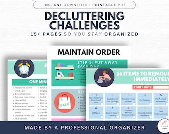 30 Day Challenge For Organization | Printable Planner | Home Organization Challenges | Printable | Life's Lists