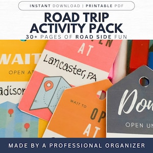 Road Trip-activiteitenpakket - Afdrukbare kinderactiviteiten - Levenslijsten