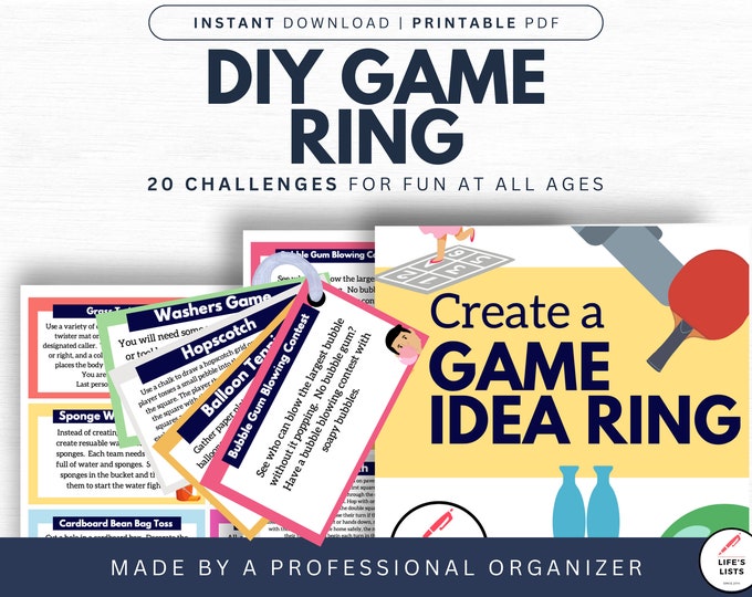 DIY Game Ring For Kids Of All Ages! | Family Fun | Print On Demand | Digital Download | Homeschool Tool | Life's Lists