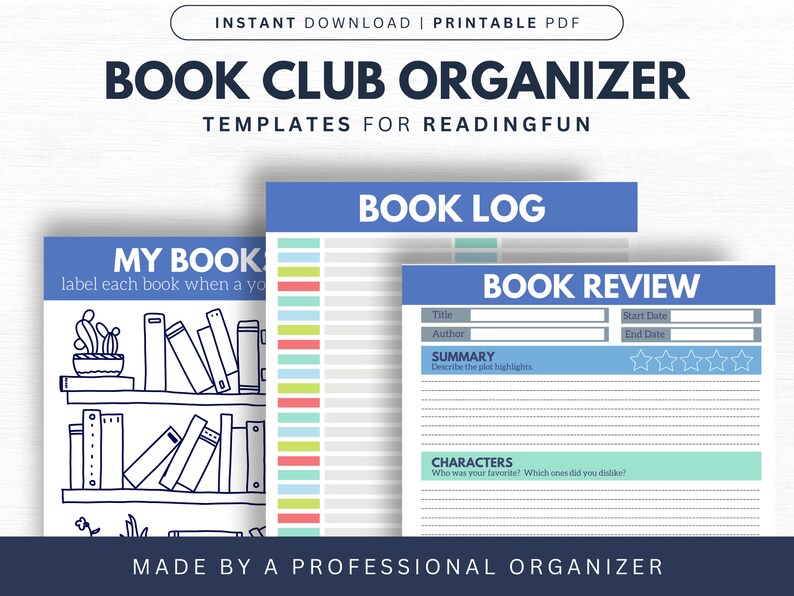 Book Club Organizer Printable Book Club Templates Book - Etsy