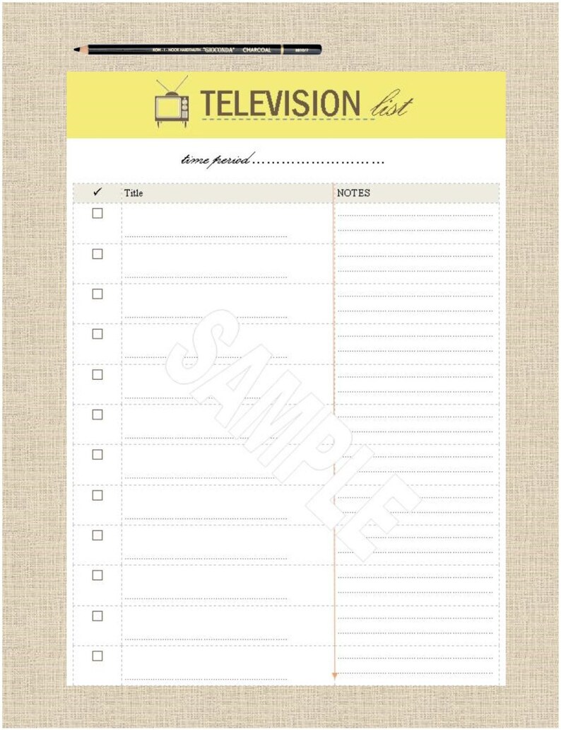 Television Show List TV Show Checklist Shows to Watch Etsy