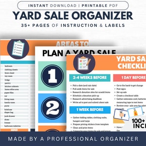 Yard Sale Planner Fillable Printable | Yard Sale Template | Yard Sale Flyer | Yard Sale Signs | Digital Download | By Life&#39;s Lists