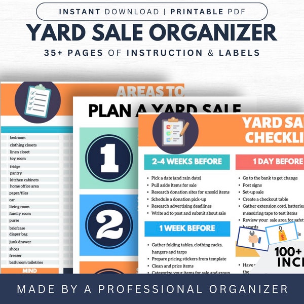 Yard Sale Planner Fillable Printable | Yard Sale Template | Yard Sale Flyer | Yard Sale Signs | Digital Download | By Life's Lists