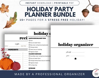 Holiday Planner | Holiday Meal Planner | Halloween Party Organizer | Gift Tracker | Printable | Instant Download | by Life's Lists