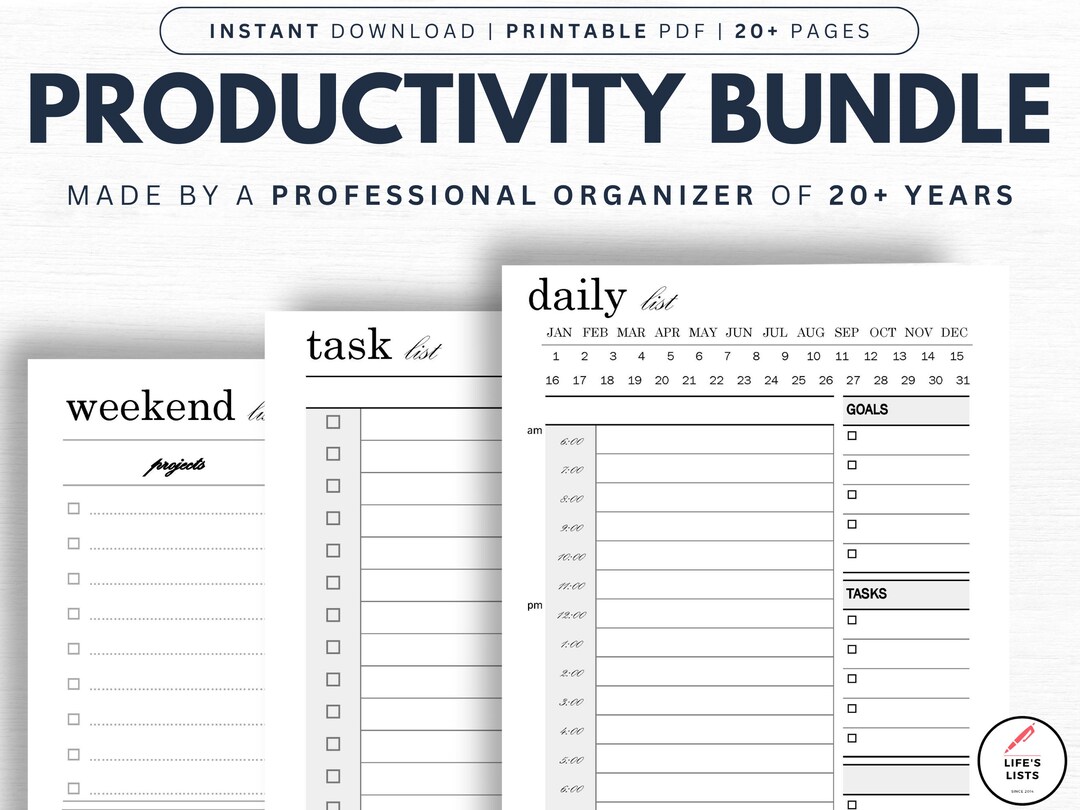 Productivity Planner Pages Half Page/a5 Printable Pack - Etsy