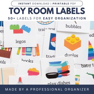 Playroom Labels | Toy Bin Organization, 72 Printable Labels (Digital Download)
