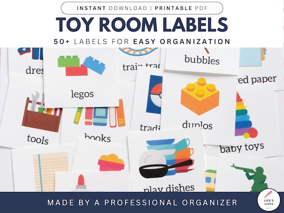 Playroom Labels | Toy Bin Organization, 72 Printable Labels (Digital Download)