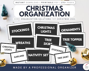 Holiday Storage Labels Pack | Home Organization Solutions for Christmas 2023 | Decoration Storage | Instant Download | Life's Lists
