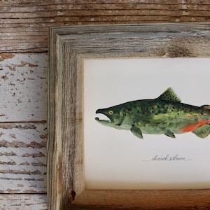 Chinook Lachs, Königslachs, Lachsfischen, Fisch Kunst, Fisch Malerei, 8x10, 11x14, Kunstdruck