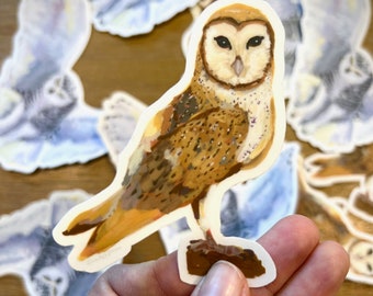 Barn Owl Sticker | Owl Decal | Animal label | Waterproof bird sticker