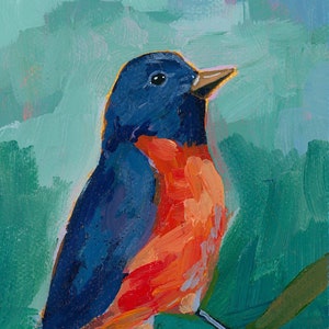 Bluebird Art Print Blue Bird Painting Backyard Birds Artwork Print Bird Wall Art image 2