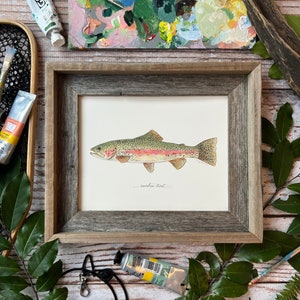RAINBOW TROUT, Fish, Freshwater fish, fish painting, trout painting, fly fishing, 8x10, 11x14, art print image 1