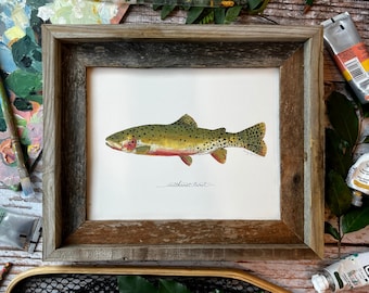 CUTTHROAT TROUT, Fish, Freshwater fish, fish painting, trout painting, fly fishing, 8x10, 11x14, art print