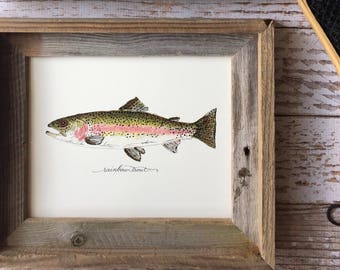 Rainbow Trout Fly Fishing Collectable Wooden Wall Clock