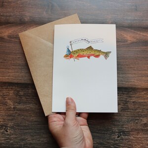 Old Trout Birthday Card Fly Fishing Guy Birthday Stationery Fisherman Card Gifts Man Fishing Notecard image 3