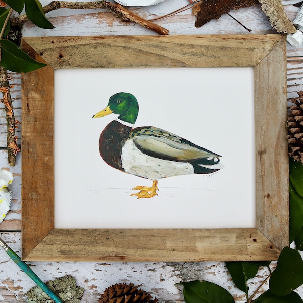 Impression d'art de canard colvert, oeuvre de Drake, art de la sauvagine, peinture de canard, chasse au canard - 20 x 10 pouces