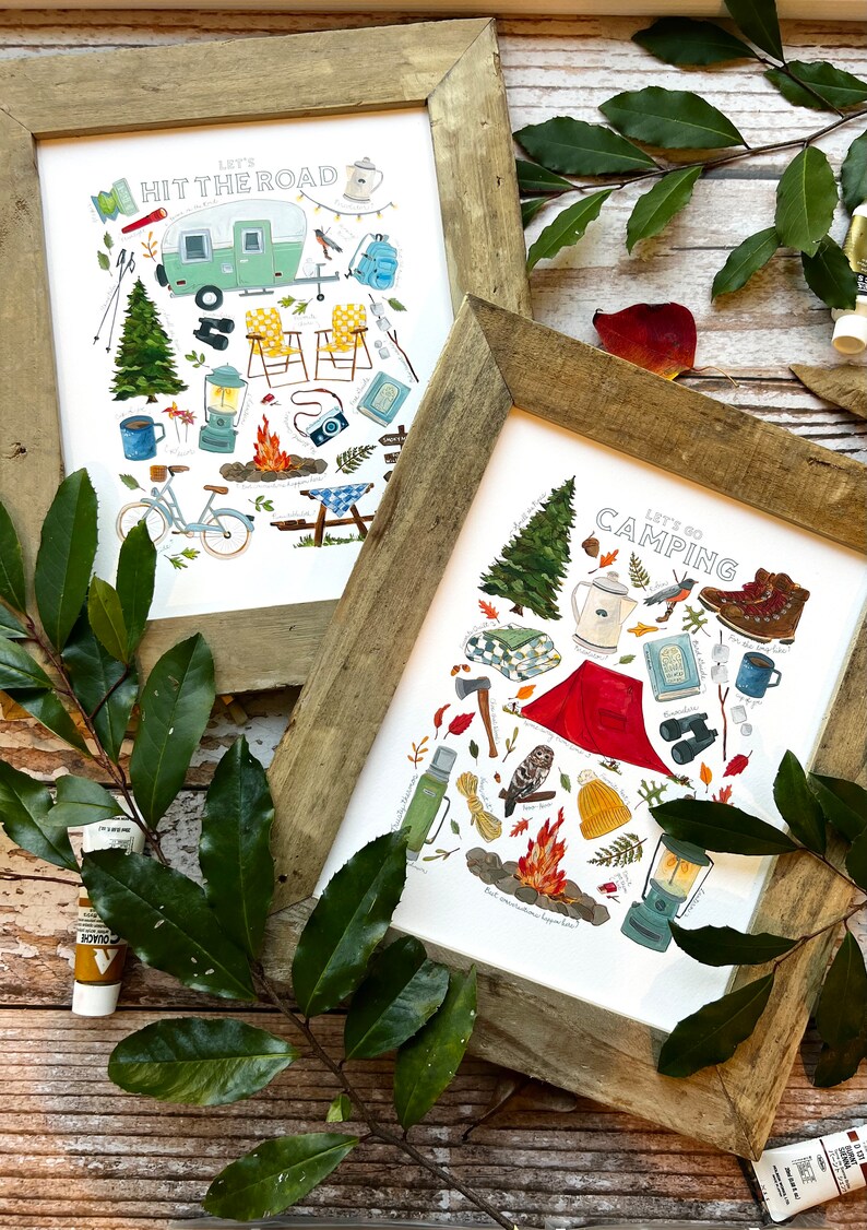 Camping Art Print Camping Home Decor Cabin Art Outdoorsy Etsy