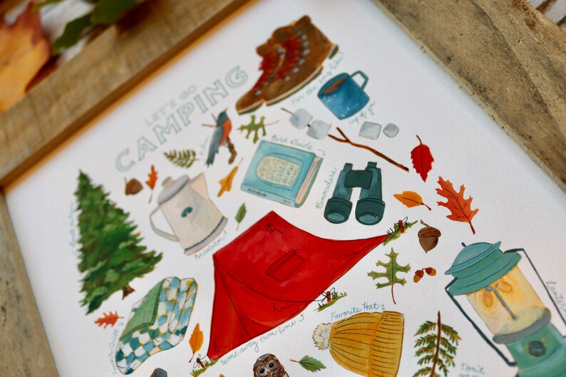 Camping Art Print Camping Home Decor Cabin Art Outdoorsy Etsy