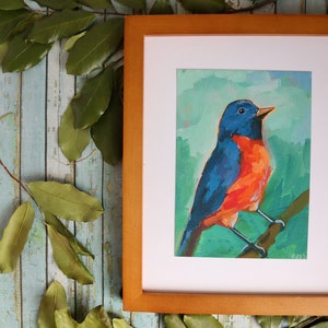 Bluebird Art Print Blue Bird Painting Backyard Birds Artwork Print Bird Wall Art image 3