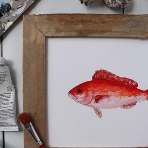 VERMILION SNAPPER, BEELINER, Fish Art Painting, Saltwater Fishing, Ocean Art, Deep Sea Fishing, art print image 6