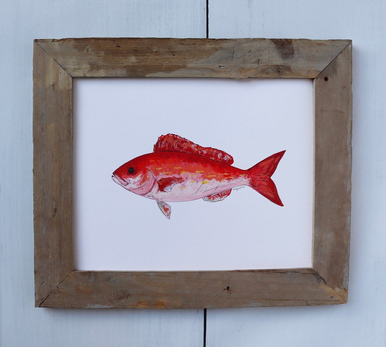 VERMILION SNAPPER, BEELINER, Fish Art Painting, Saltwater Fishing, Ocean Art, Deep Sea Fishing, art print image 7