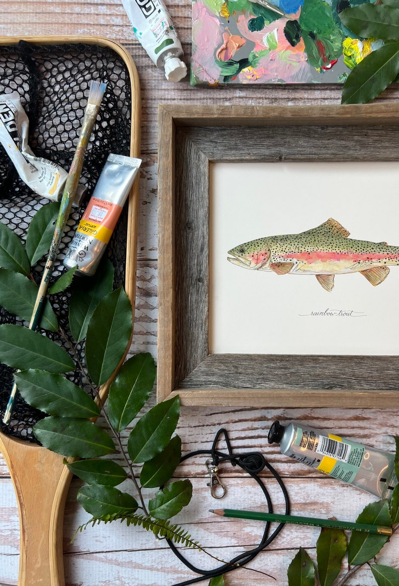 RAINBOW TROUT, Fish, Freshwater fish, fish painting, trout painting, fly fishing, 8x10, 11x14, art print image 5