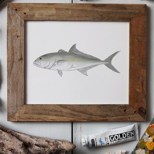 AMBERJACK, Fisch Art Painting, Salzwasserfischen, Ocean Art, 8x10, 11x14, Kunstdruck Bild 5