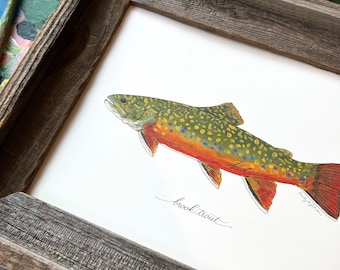 BROOK TROUT, Fish, Freshwater fish, fish painting, trout painting, fly fishing, 8x10, 11x14, art print