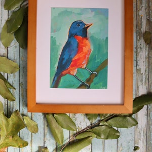 Bluebird Art Print Blue Bird Painting Backyard Birds Artwork Print Bird Wall Art image 5