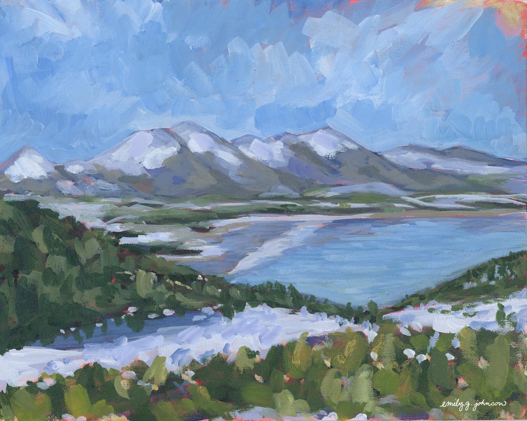 Colorado Mountain Landscape Art Print | Colorful Acrylic Painting - Etsy