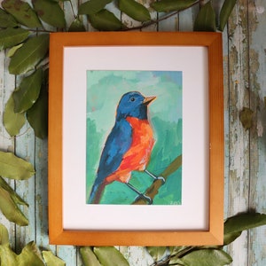 Bluebird Art Print Blue Bird Painting Backyard Birds Artwork Print Bird Wall Art image 1