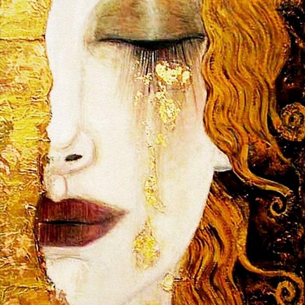 Arte vintage, Mujeres vintage, Lágrimas doradas o lágrimas de Freya IMPRESIÓN DE BELLAS ARTES, pinturas de Gustav Klimt, arte de pared, decoración del hogar, grabado vintage, carteles