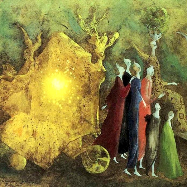 Vintage art print, Surreal painting, Fantasy art, Love that move the sun Leonora Carrington FINE ART PRINT, Surreal print, wall art, posters