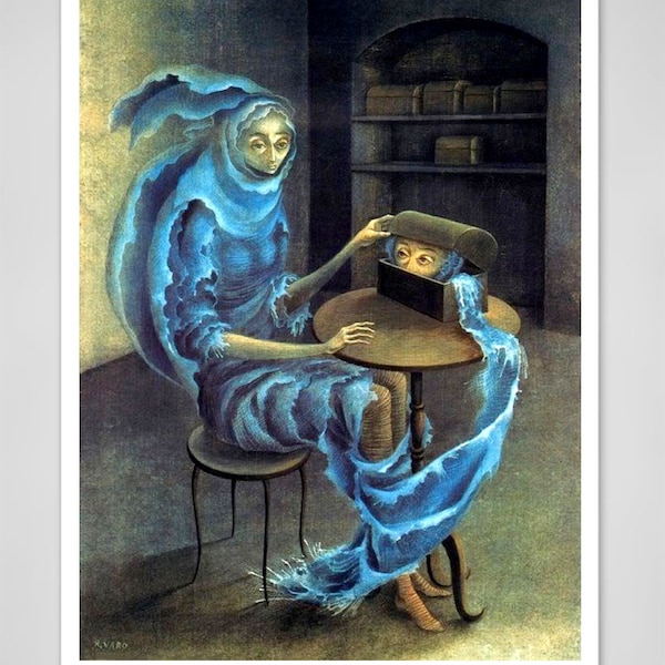 Vintage painting, Surreal art, Fantasy art, Meeting by Mexican female artist Remedios Varo ART PRINT, decor, wall art, gifts, art posters