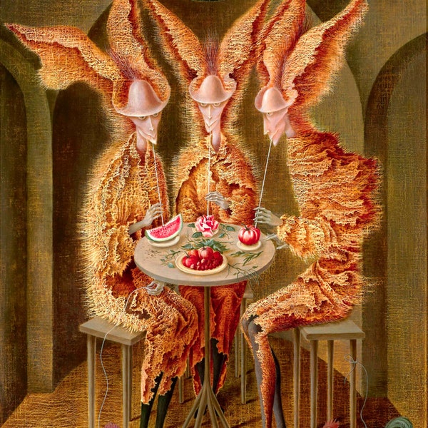 Vintage-Kunst, surreale Malerei, Fantasy-Kunst, vegetarischer Vampir vom mexikanischen Künstler Remedios Varo KUNSTDRUCK, Wohnkultur, Wandkunstgeschenke, Poster