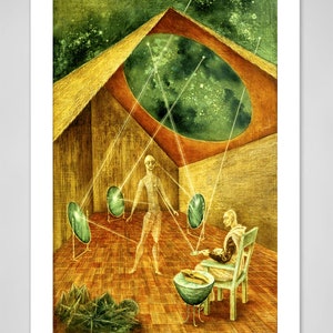 Surrealism, Surreal painting, Fantasy art prints, Creating Astral rays Remedios Varo ART PRINT, surreal home decor, wall art, gifts, posters