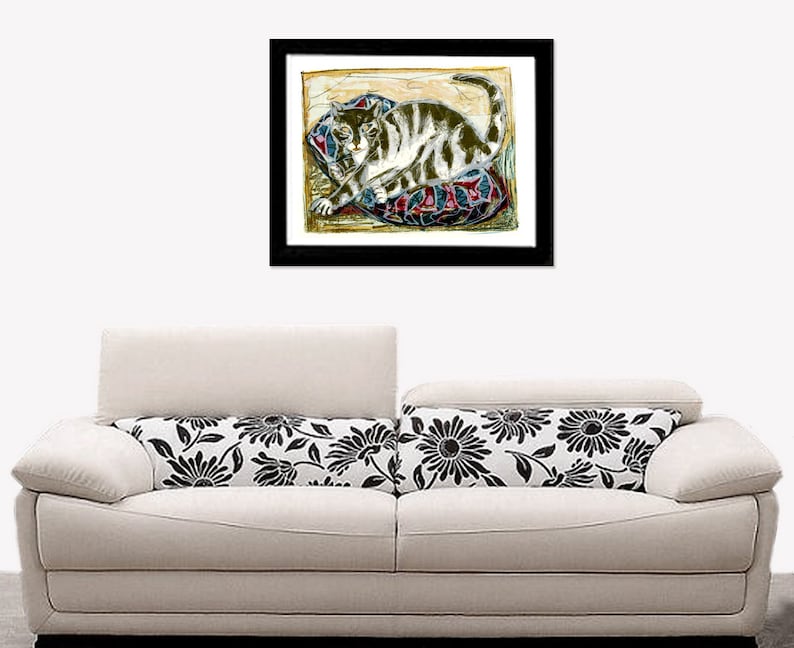 ZHAOLIN Japanischer Ukiyo-e Katzen Poster | 70x90 Cm Leinwand Druck - Schlafende Katze Wandbild