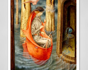 Vintage art Surreal painting Fantasy art Exploring the sources of the Orinoco river Varo ART PRINTS decor wall art gifts art posters