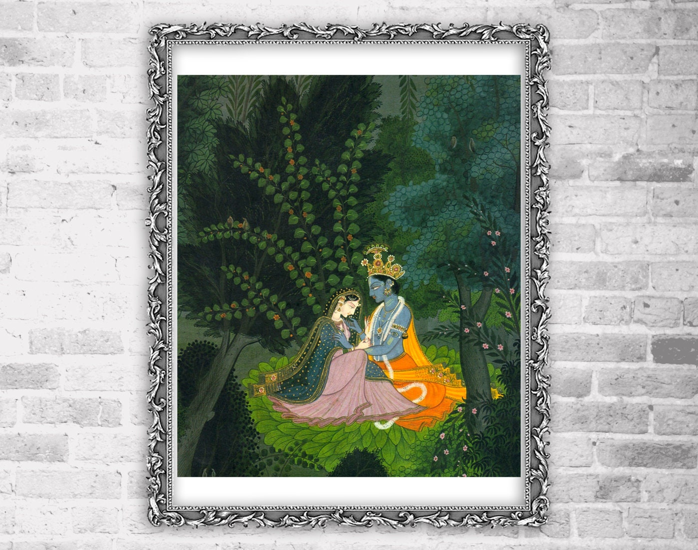 Indian Art Indian God Illustration Krishna and Radha FINE - Etsy