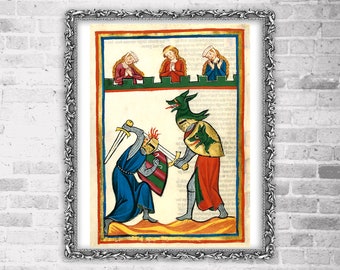 Medieval European art, Illuminated manuscripts, Vintage art, Manesse codex, Musicians FINE ART PRINT, wall art, home decor, vintage posters