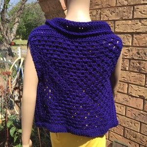 Colete quadrado Boho / Hippie Vovó, crochê artesanal, tamanho S a M