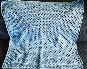 Baby blanket, Blue,  handmade granny square crochet, custom requests welcome