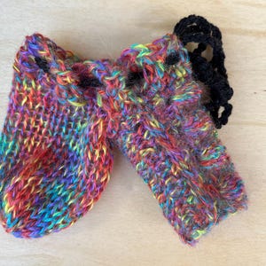 Mohair yarn, Rainbow colored 3.5” long Willie warmer, open tip, see item details, handmade knit