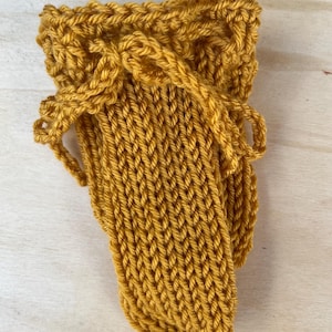 Mustard yellow 5” long Willie warmer, closed tip soft acrylic yarn,  see item details, handmade knit