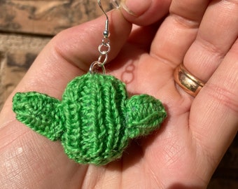 Cactus earrings (pair) Amigurumi, handmade knit