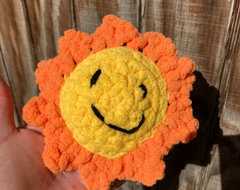 Sun and Moon eclipse plushy, chenille yarn, handmade crochet, Amigurumi